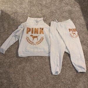 PINK Victoria's Secret Gray and Gold Kids Joggers Set